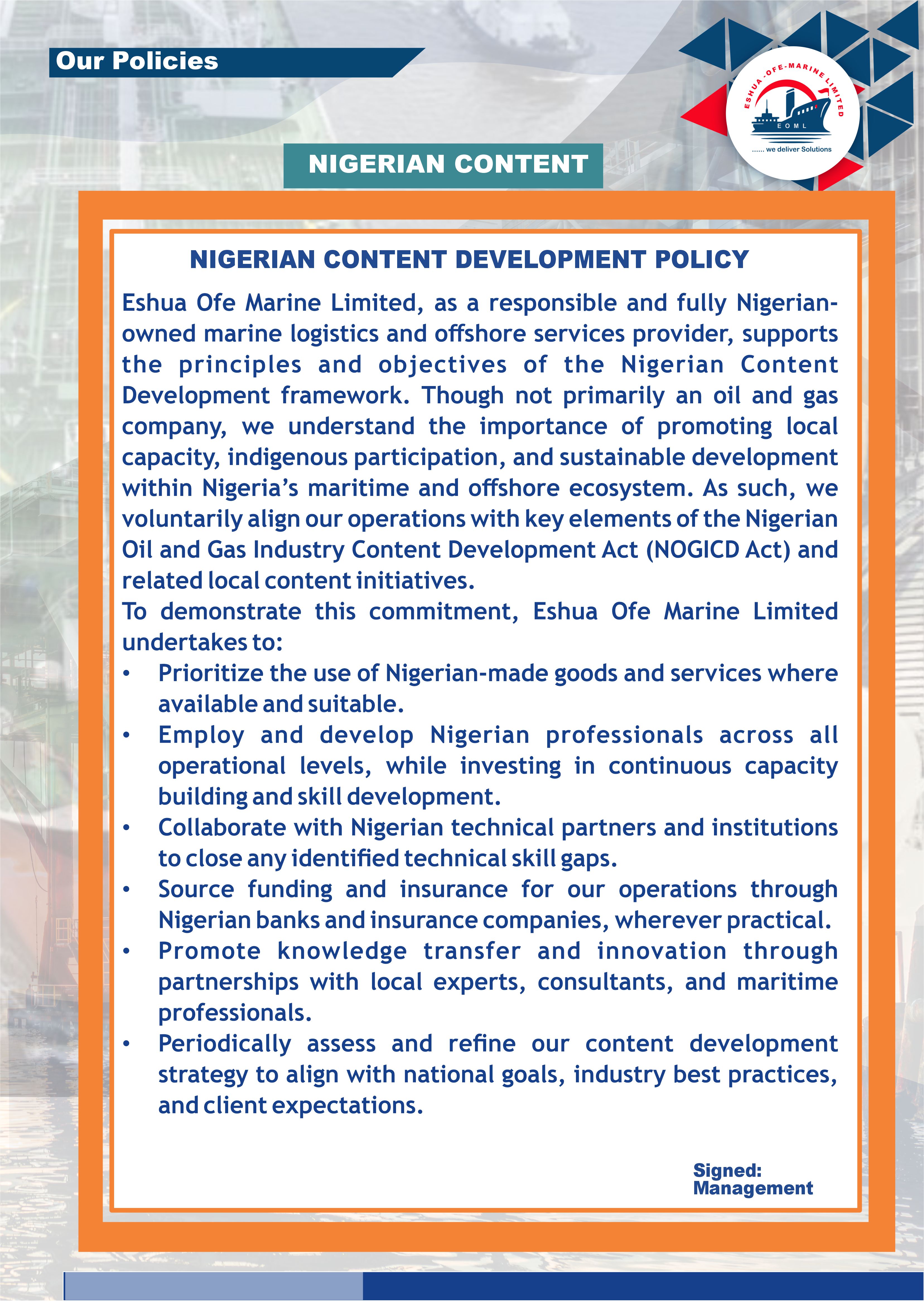 Nigerian Content Policy
